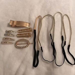 Gold, Rhinestone & Pearl Hair Bundle 12 pieces